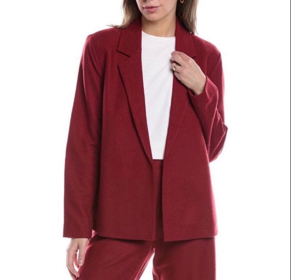 Eileen Fisher $328 Boiled Wool Jersey Open Front Blazer Jacket Womens Medium NEW